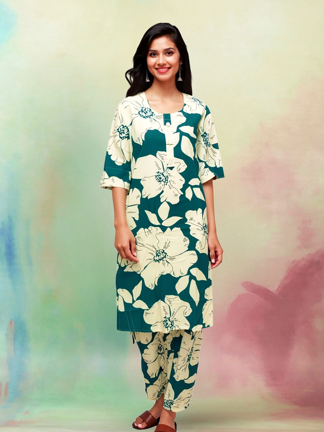 Picture of Fresh and Floral Printed Kurta with Palazzo Set